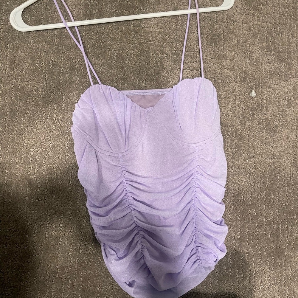 NEVER WORN. Purple scrunched shirt.